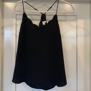 Black tank top with scalloped retail